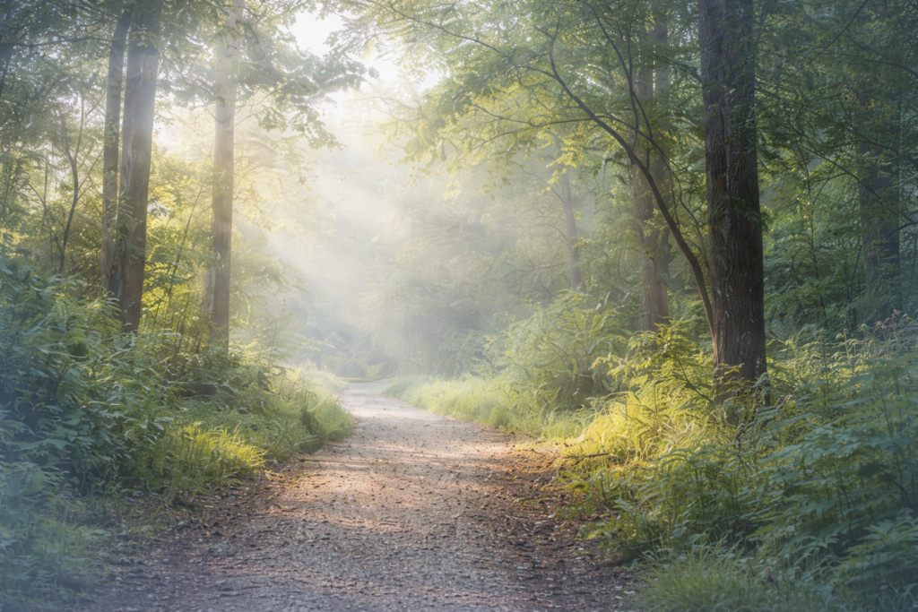 Morning light on a forest path